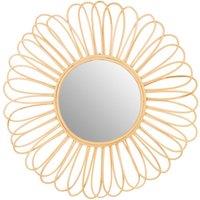 Interiors By Premier Round Wall Mirror - Petal Design Natural Rattan, Brown