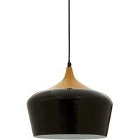 Interiors By Premier Pendant Light - Metal/Wood and Black, Black