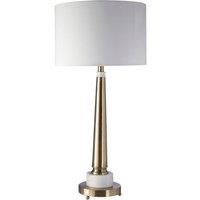 Interiors By Premier Metal Table Lamp Antique Brass Finish With White Shade, White