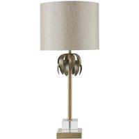Interiors By Premier Table Lamp - Antique Brass Finish/Light Grey Shade, Brown