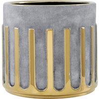 Interiors By Premier Small Ceramic Planter - Grey/Gold Base, Grey