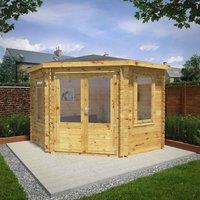 Mercia 3m x 3m 28mm Wall Corner Cabin, Brown