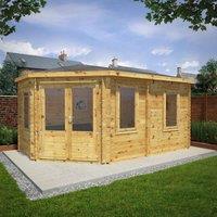 Mercia 5m x 3m 28mm Wall Corner Lodge Grande, Brown