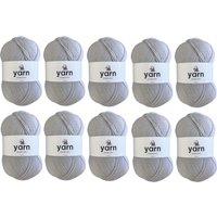Korbond Light Grey Double Knit Yarn Bulk Pack Bundle - 10 x 100g, Grey