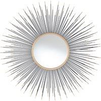 Pacific Black and Gold Metal Starburst Round Wall Mirror, Black