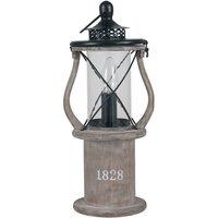 Antique Wood Lantern Table Lamp, Grey