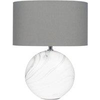 Marble Effect Ceramic Table Lamp, White
