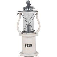 White Wood Lantern Table Lamp, White