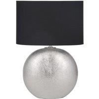 Silver Textured Ceramic Table Lamp, Silver