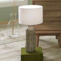 Embossed Grey Ceramic Table Lamp, Grey
