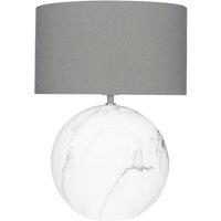 Large Marble Effect Ceramic Table Lamp, White