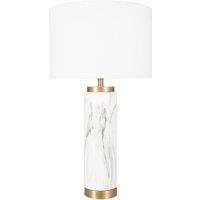 Marble Effect Ceramic Tall Table Lamp, White