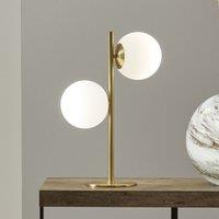 White Orb and Gold Metal Table Lamp, Gold