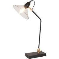 Matt Black Metal and Glass Cone Table Lamp, Black