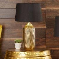 Gold Textured Ceramic Table Lamp, Gold