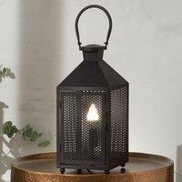 Matt Black Metal Punched Lantern Table Lamp, Black