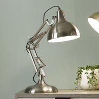 Brushed Chrome Metal Task Table Lamp, Silver