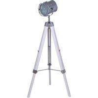 White Wash And Silver Metal Tripod Floor Lamp, Silver