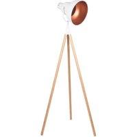 White Metal & Natural Wood Tripod Floor Film Light, Orange