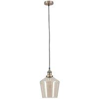 Antique Brass Metal and Lustre Glass Pendant, Gold