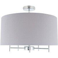 Silver Metal and Grey Linen Pendant, Silver