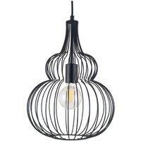 Matt Black Metal Shaped Wire Pendant, Black