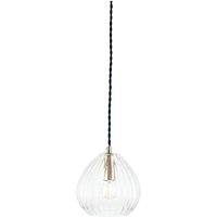 Clear Ribbed Glass Teardrop Pendant, Clear