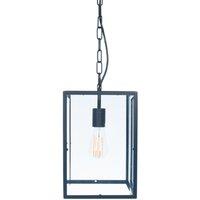 Matt Black Metal & Glass Pendant, Black