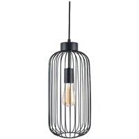 Matt Black Metal Wire Tall Pendant, Black