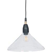 Matt Black and Clear Glass Cone Pendant, Black
