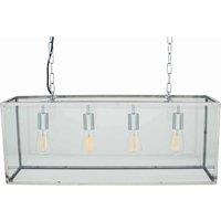 Pacific Llewellyn Silver Metal And Glass Four Bulb Pendant, Silver