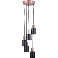 Black & Antique Copper 5 Drop Pendant, Black