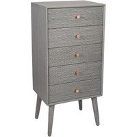 Pacific Lifestyle Dark Grey Pine Wood 5 Drawer Tall Boy