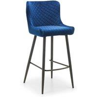 Julian Bowen Luxe Velvet Bar Stool Blue, Blue