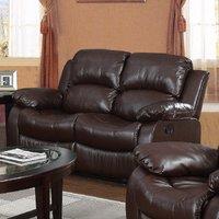 Calne Faux Leather 2 Seater Reclining Sofa Brown