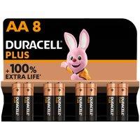 Duracell Plus AA Batteries - 8 Pack, Black