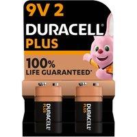Duracell Plus 9V Batteries - 2 Pack, Black