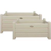 Esschert Design Set of 2 Rectangle Planters - Cream, Cream