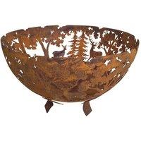 Fancy Flames Laser Cut Woodland Fire Bowl - Rust, Brown
