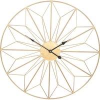 Celestial Antique Gold Metal Geo Design Round Wall Clock, Gold