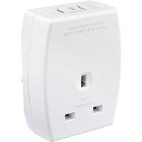 Masterplug UK to Europe Travel Adaptor with 2 x 2.1A USB -