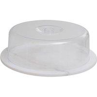 Premier Housewares Round Marble Cheese Board with Clear Plastic Lid - White, White