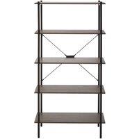 Interiors by PH 5 Tier Shelf Unit Dark Oak Effect Black Frame Wide, Brown