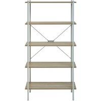 Interiors by PH 5 Tier Shelf Unit Natural Oak Effect White Frame Wide, Brown