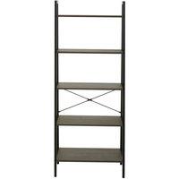 Interiors by PH 5 Tier Shelf Unit Dark Oak Effect Black Frame Narrow, Brown