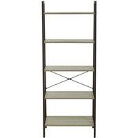 Interiors by PH 5 Tier Shelf Unit Grey Oak Effect Brown Frame Narrow, Grey