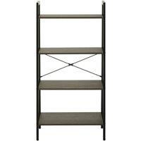 Interiors by PH 4 Tier Shelf Unit Dark Oak Effect Black Frame, Brown