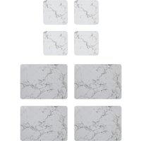 Sabichi Marble Placemat and Coaster Set, White
