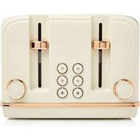 Haden Salcombe 2300W 4 Slice Wide Slot Toaster - Cream/Copper, Cream