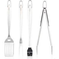 Tower Stainless Steel 4 Piece BBQ Tools Set, Silver